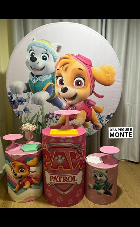 Kit Pegue e Monte Patrulha Canina Rosa